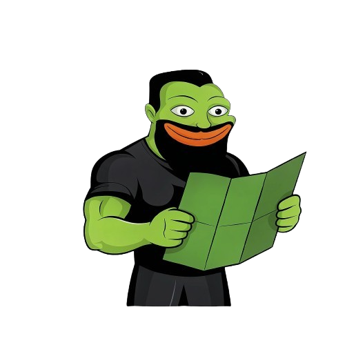 Clob Chad looking at a map